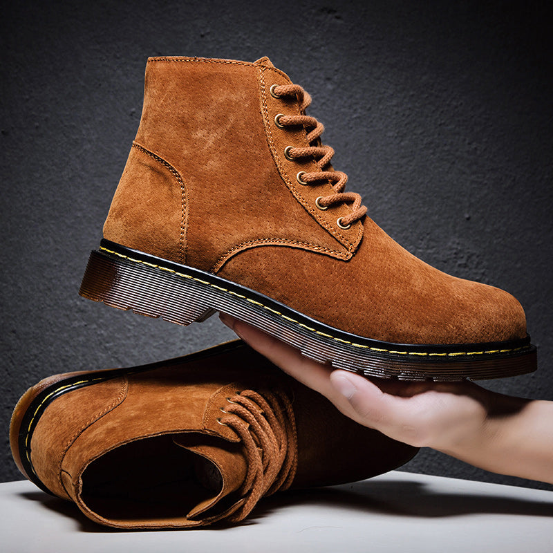 Men's British Retro Leather Ankle Boots Fashionable Thermal Outdoor Footwear | 8916