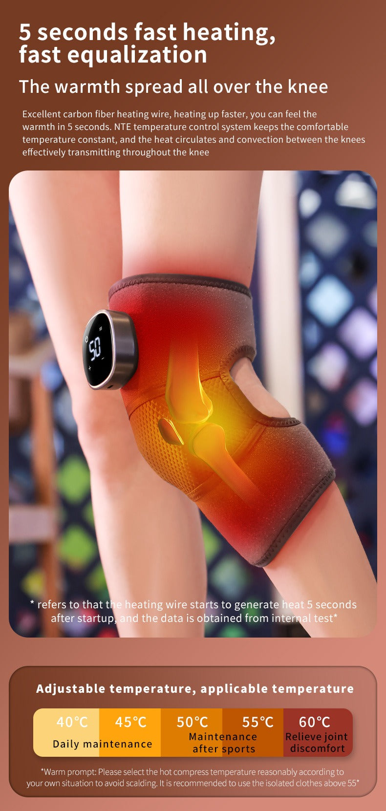 Heated Knee Brace Wrap Cordless Knee Massager with Heat & Vibration for Pain Relief Arthritis leg & knee massager | YC-906B