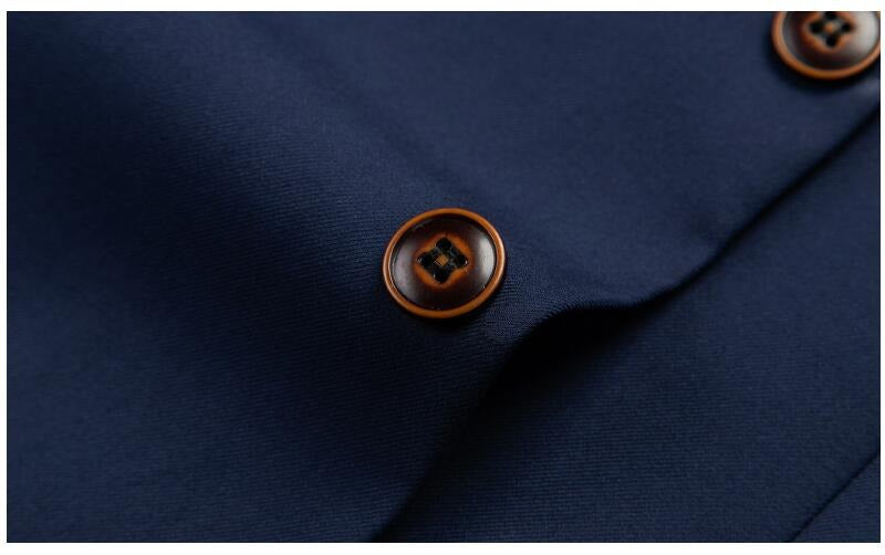 Men's Casual Business Suit Stand-Up Collar Zhongshan Solid Color Single-Breasted Two-Piece Suit | 203