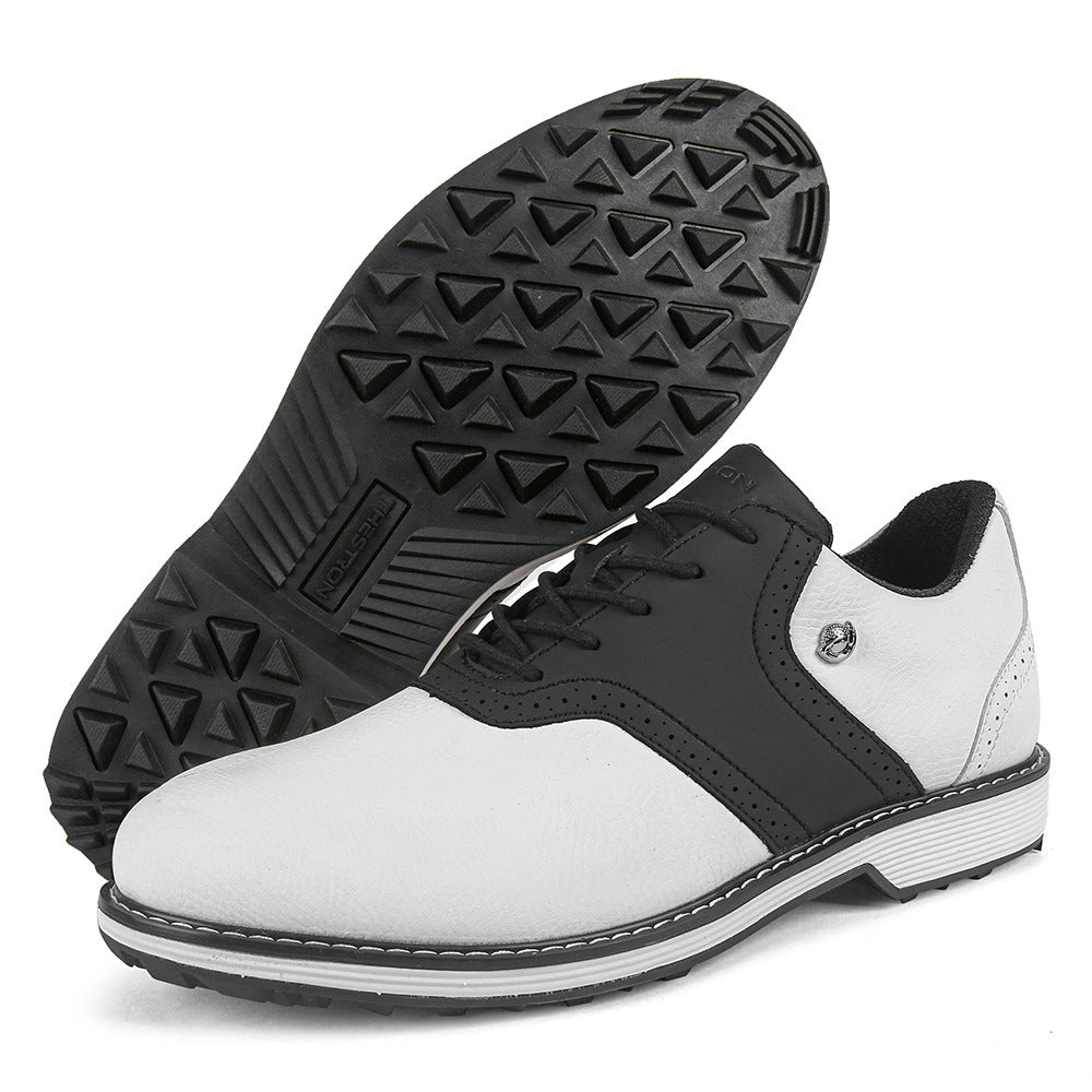 Thestron K05 Men's Brogue Style Golf Shoes | Water-Resistant Leather Spikeless Shoes | Business Casual Golf & Leisure Footwear | K05