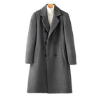 Men's 100% Wool Coat with Removable Down Inner Lining | Thick Warm Winter Overcoat with Horn Buttons | Padded Shoulder Wool Jacket | 86748