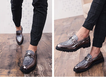 Men Casual Trend Bright Upper  Oxford Brogues Boots British Style Formal Leather Office Shoes