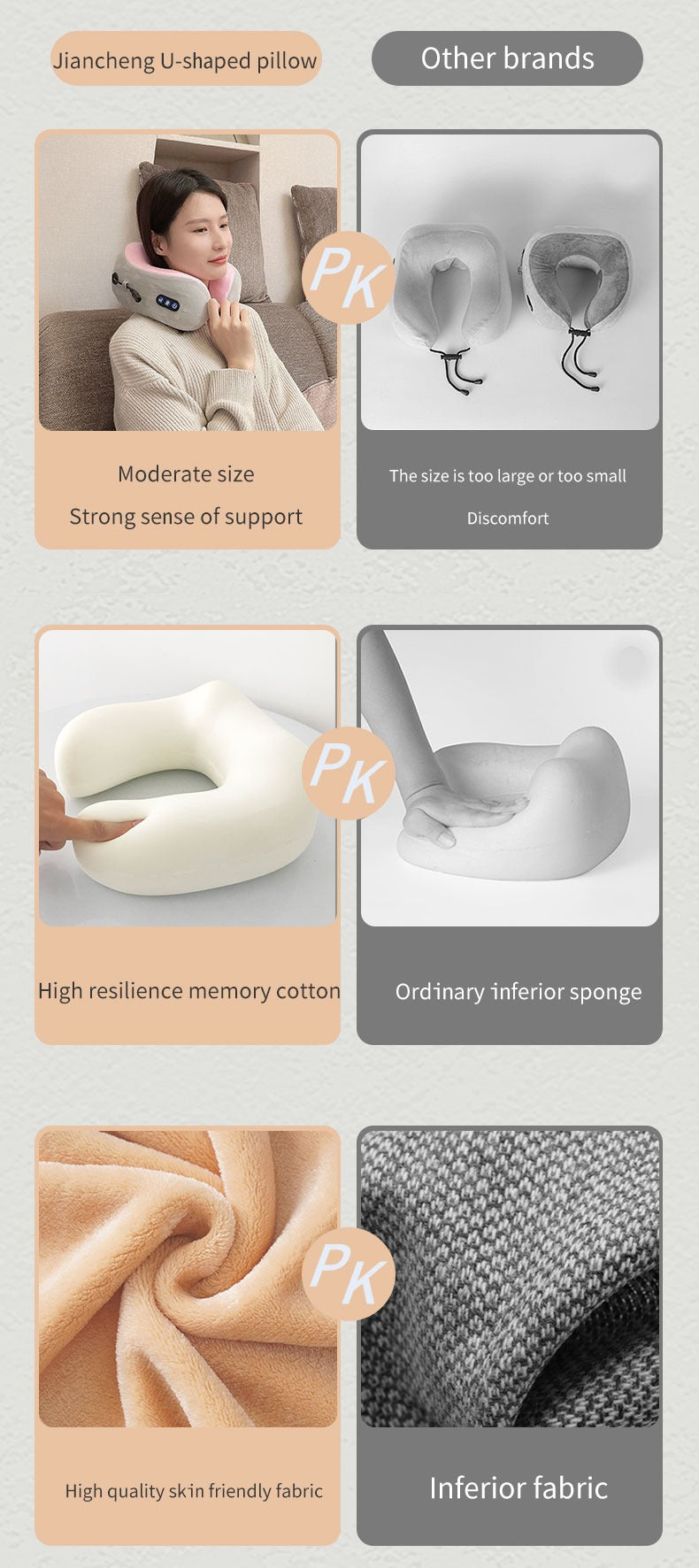 Electric Rechargeable Travel Pillow Relax Massager Heated Vibrating Soft Neck Massage