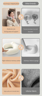 Electric Rechargeable Travel Pillow Relax Massager Heated Vibrating Soft Neck Massage