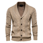 Men’s V-Neck Color-Trim Knit Cardigan – Casual Loose-Fit Buttoned Sweater for Autumn | SW199