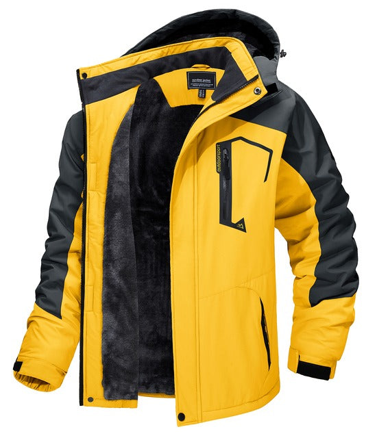 Mens Top Quality Warm Jacket Fleece Lined Waterproof Hooded Full Zip Bomber Coat
 | TJ153D