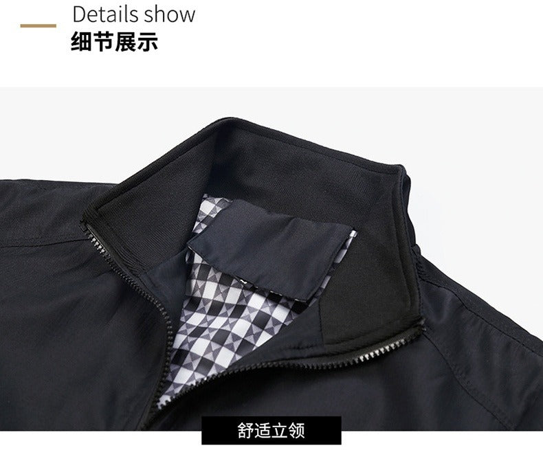 Men Solid Color Zipper Jackets Stand Collar Casual Outwear Tops Coat Jacket | S1268