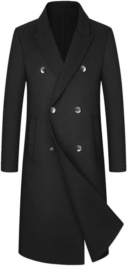 Manteau long en laine mélangée pour homme, style décontracté, trench-coat en laine, veste habillée, pardessus | 1001 