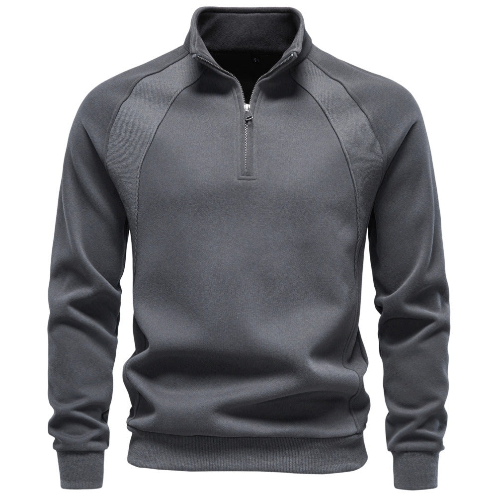 Men's Half-Zip Stand Collar Sweatshirt | 2026 Autumn Casual Pullover with Raglan Sleeves | Soft Cotton-Blend Fleece Top | HD3046