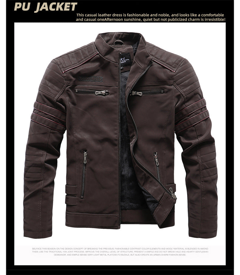 Men's PU Brushed Soft Suede Leather Jacket Fashion Multi-Embroidered Tide Jackets Blazer| 8809