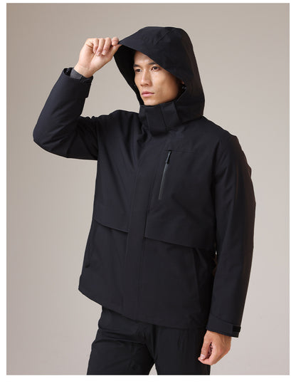 Dixiang Men's 3-in-1 Waterproof Hiking Jacket | 8000mm Seam-Taped Shell with White Goose Down Inner Layer | All-Season Outdoor Coat | J24688