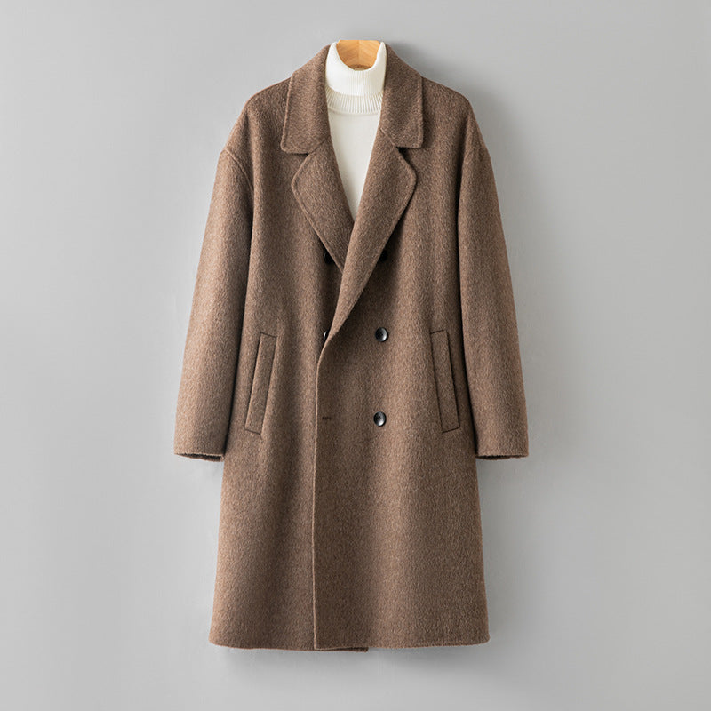 100% Wool Double-Faced Long Coat Men | Premium Tailored Overcoat | Business & Casual Winter Outerwear Wool Trench Coat