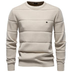 Men's Crew Neck Knit Sweater | 2026 Autumn Business Casual Pullover | Warm Cotton-Blend Jacquard Jumper | SW248