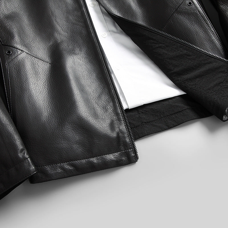 Men’s Genuine Cowhide Leather Jacket | Reversible Fur-Lined Mid-Length Coat | Business Casual Winter Outerwear | 8803