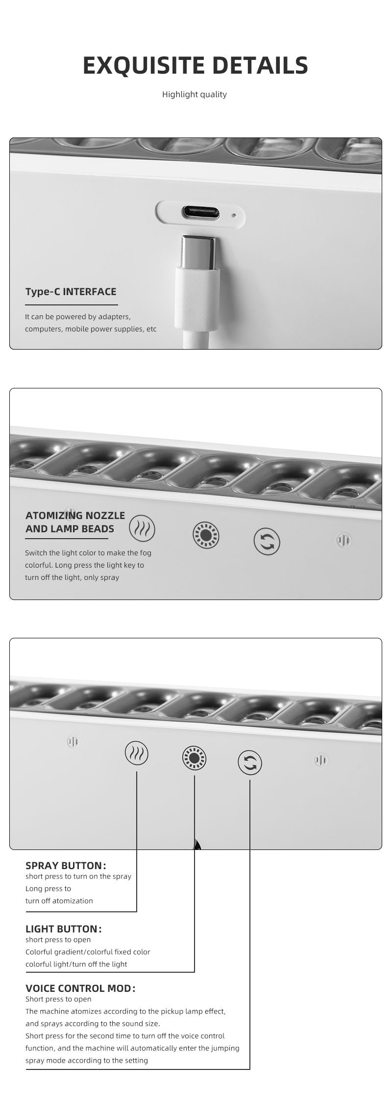 New Design 10 Nozzle Humidifier & Aroma Diffuser Dynamic Sound Pickup USB H2O Essential Oil Air Humidifier | KJR-273