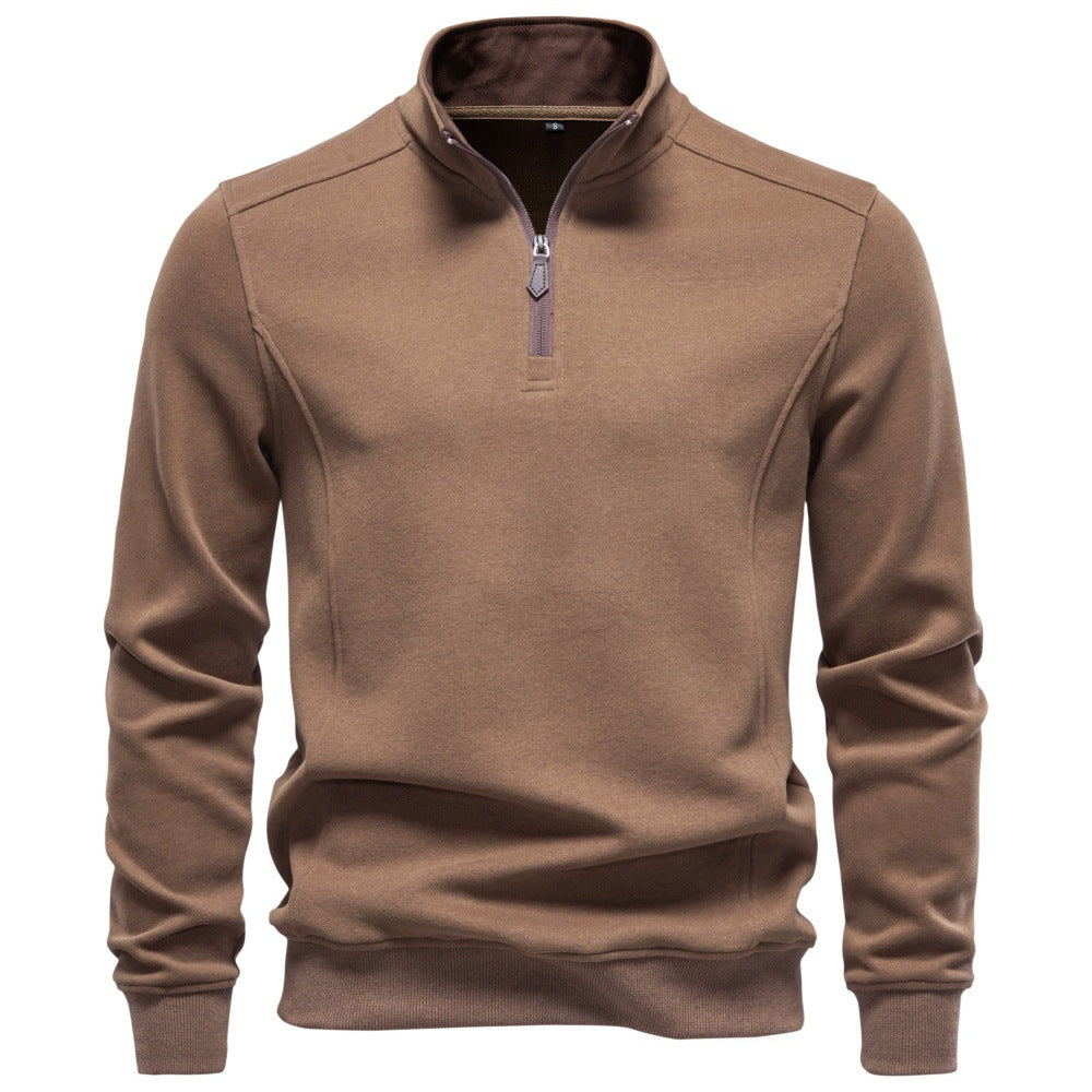 Men's Half-Zip Stand Collar Sweatshirt 2026 Autumn Business Casual Pullover | Slim Fit Cotton-Blend Fleece Top