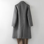 Men's 100% Wool Coat with Removable Down Inner Lining | Thick Warm Winter Overcoat with Horn Buttons | Padded Shoulder Wool Jacket | 86748