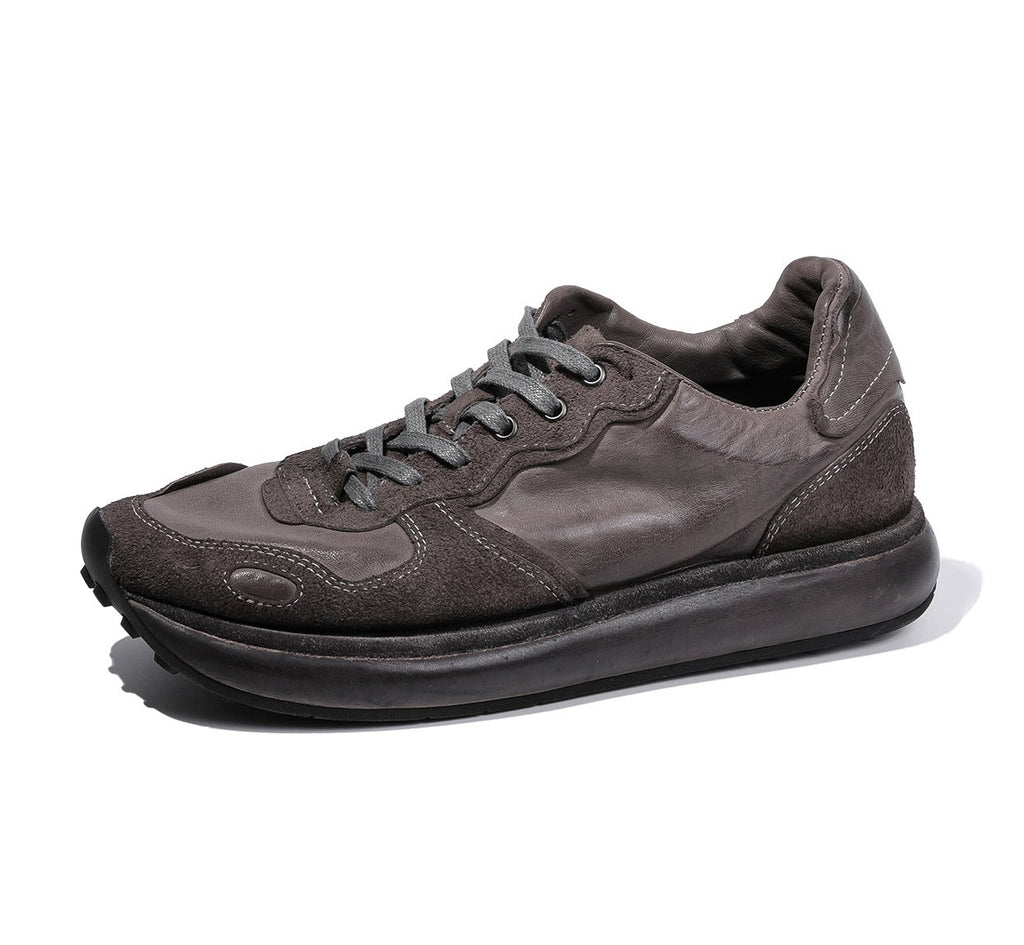 BRIGHT FEATHER Italian Handmade Men's Horsehide Derby Shoes | Vintage Distressed Thick Sole Genuine Leather Trainers