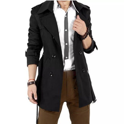 Trench-coat croisé slim d'hiver pour homme, veste longue, pardessus, vêtements d'extérieur | 1002 