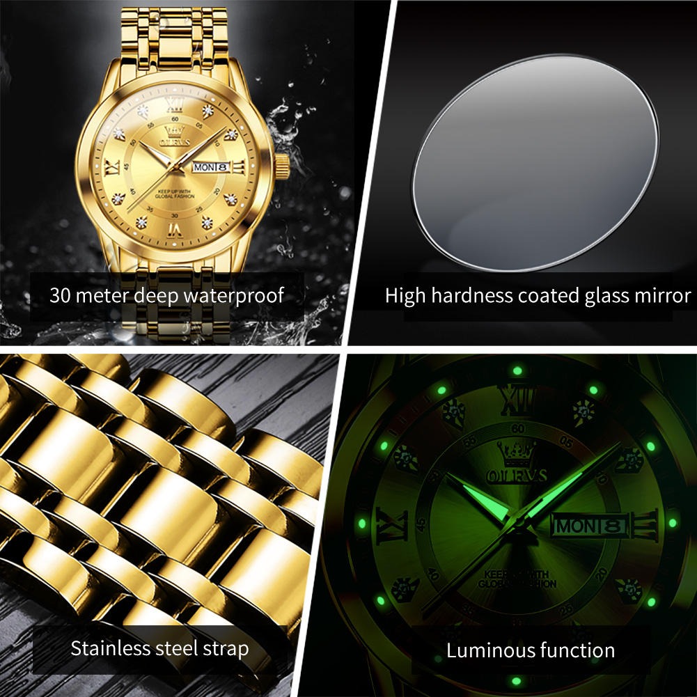 Luxury Stainless Steel Quartz Watch for Men High Quality Casual & Business Gold Wristwatch | 5513