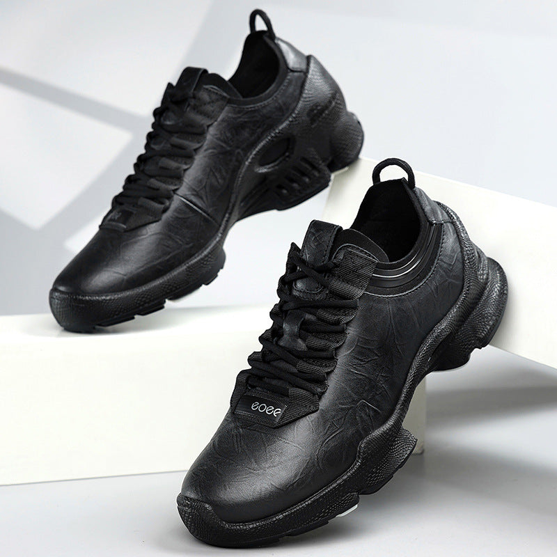 Men’s Leather Waterproof Walking Trainers | Business Casual Outdoor Sneakers | Soft Cushioned Comfort Shoes