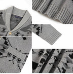 Men Wind Jacquard Knitted Jumper Long-Sleeved Outerwear Jacket Top | SY0052