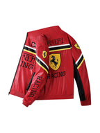 F1 Heavy Embroidery PU Leather Jacket | Unisex Fleece-Lined Racing Coat | Waterproof Windproof Streetwear | 9898