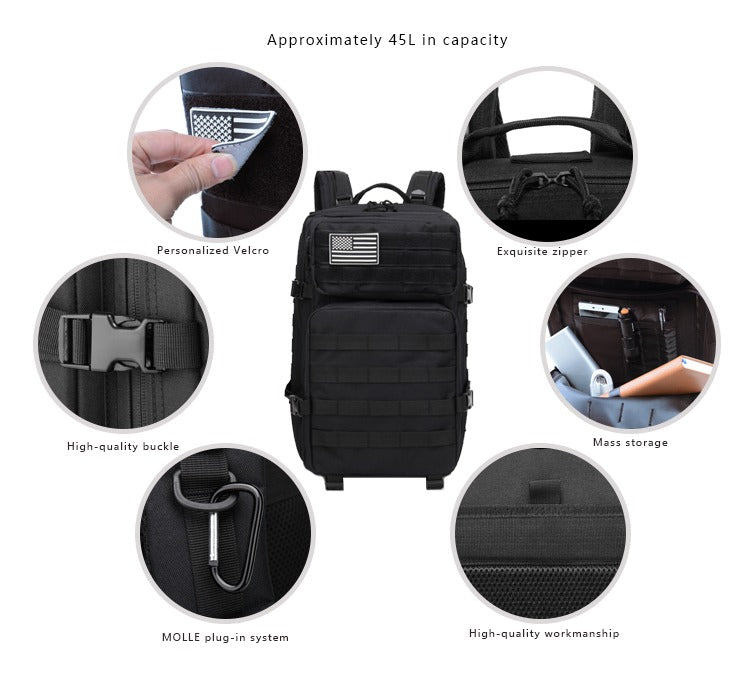 New Trending Portable Molle Bag 45L Mountain Travel Luggage Oxford Tactical Backpack