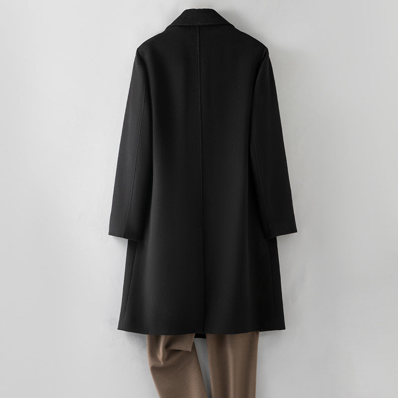 Men's 100% Wool Coat with Removable Down Inner Lining | Thick Warm Winter Overcoat with Horn Buttons | Padded Shoulder Wool Jacket | 86748