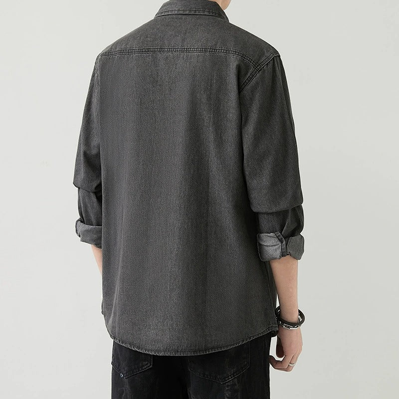 Men's Slim Fit Denim Long Sleeve Shirt Trendy Style Casual Work Jacket Shirt | MT8003