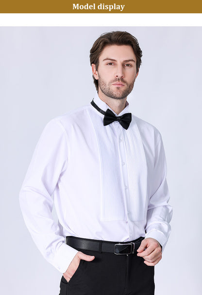 Camicia da uomo con doppia pieghe, elegante camicia francese da lavoro di alta qualità | LF631 