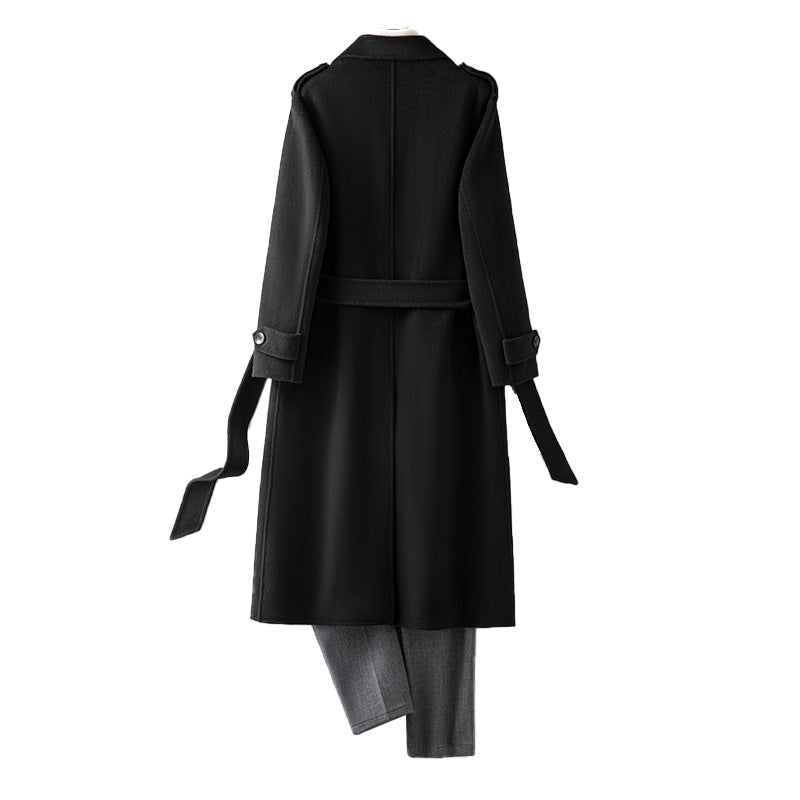 2026 New 100% Wool Double-Faced Long Coat | Men's Handcrafted Overcoat with Belt | Premium Knee-Length Winter Outerwear | 86740