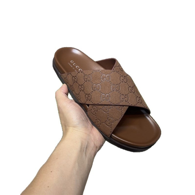 Men‘s Genuine Leather Slide Sandals | Summer Outdoor Casual Flip Flops | Anti-Slip Beach & Streetwear Sandals | 3001