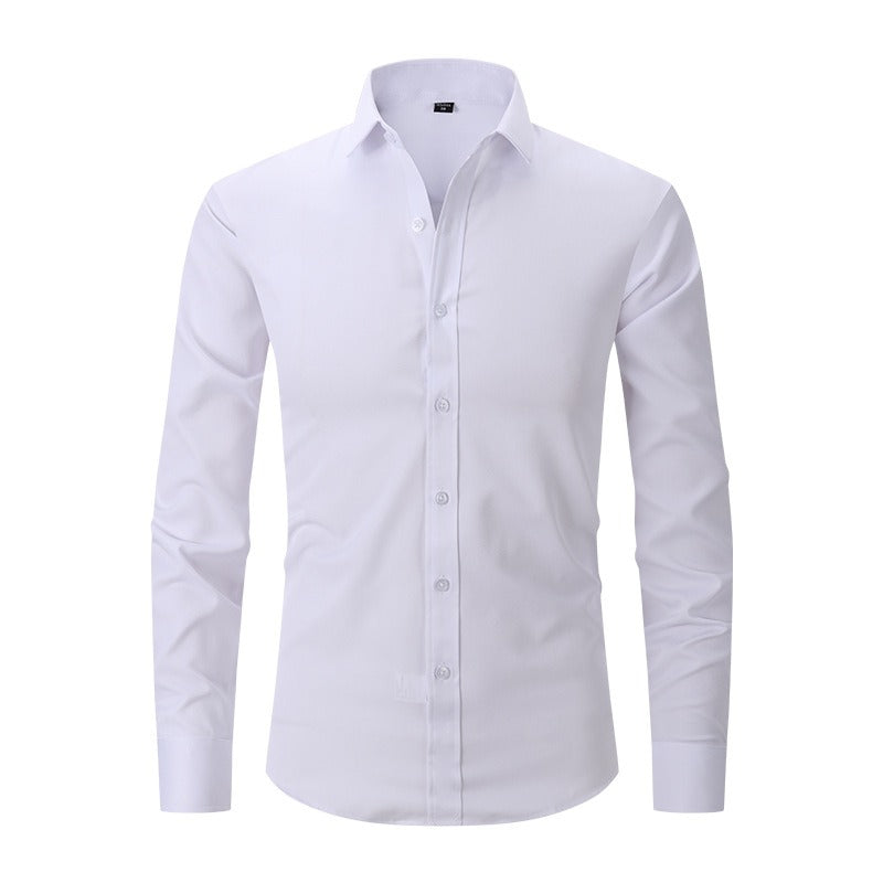 Men's Dress Shirts Classic Long Sleeve Solid Color Designer Silk Business Shirts | 2-7