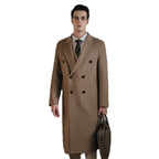 Gents Trench coat Premium Wool-Cotton Blend Peacoat Double-Breasted Mid-Length Overcoat Casual Oversized Lapel Coat