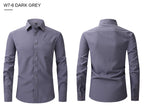 Men Elasticity Formal Dress Shirt Long Sleeve Wedding Slim Fit Non-iron Shirts Top | W7