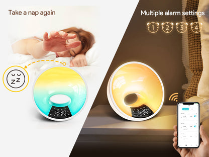 Smart Sleep Light Bluetooth Speaker Sunrise Simulation Alarm Clock with Radio & Sleep Aid Features | EH-A90