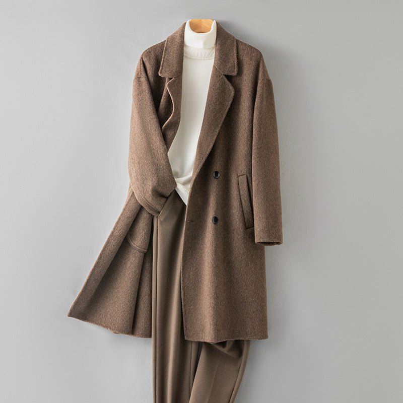 100% Wool Double-Faced Long Coat Men | Premium Tailored Overcoat | Business & Casual Winter Outerwear Wool Coat | 86702