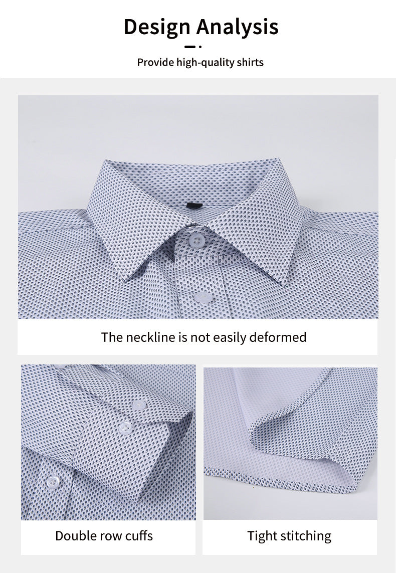 Men's Dress Shirts Long Sleeves Elastic Wrinkle Formal Business Camisas Shirts | A7