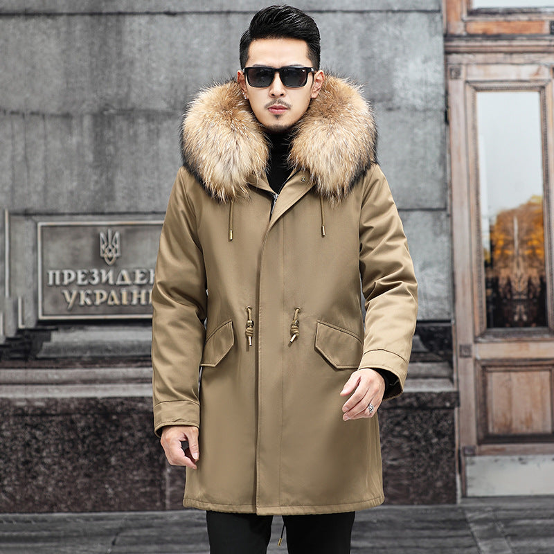 Snow Lotus Men's Mink Fur Parka 2025 Winter Detachable Mink Lining Long Coat Luxury Slim-Fit Fur-Trimmed Jacket | 215