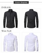 Men's Long Sleeve Shirt Striped Business Solid Color Work Formal Casual Shirt | FS05