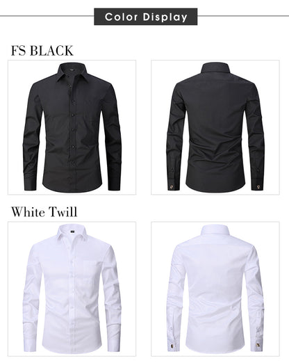 Men's Long Sleeve Shirt Striped Business Solid Color Work Formal Casual Shirt | FS05