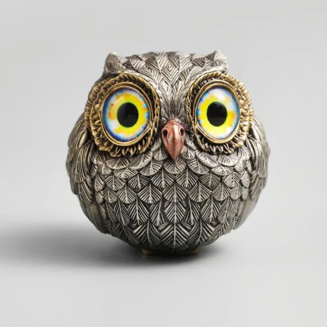 Lucky Owl Guardian Figurine The Wise Watcher Retro Owl Décor for Shelf & Home Decoration |