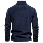 Men’s Fleece Pullover Sweatshirts | Autumn-Winter 2025 Europe Fashion | Half-Zip Stand Collar Tops | HD08