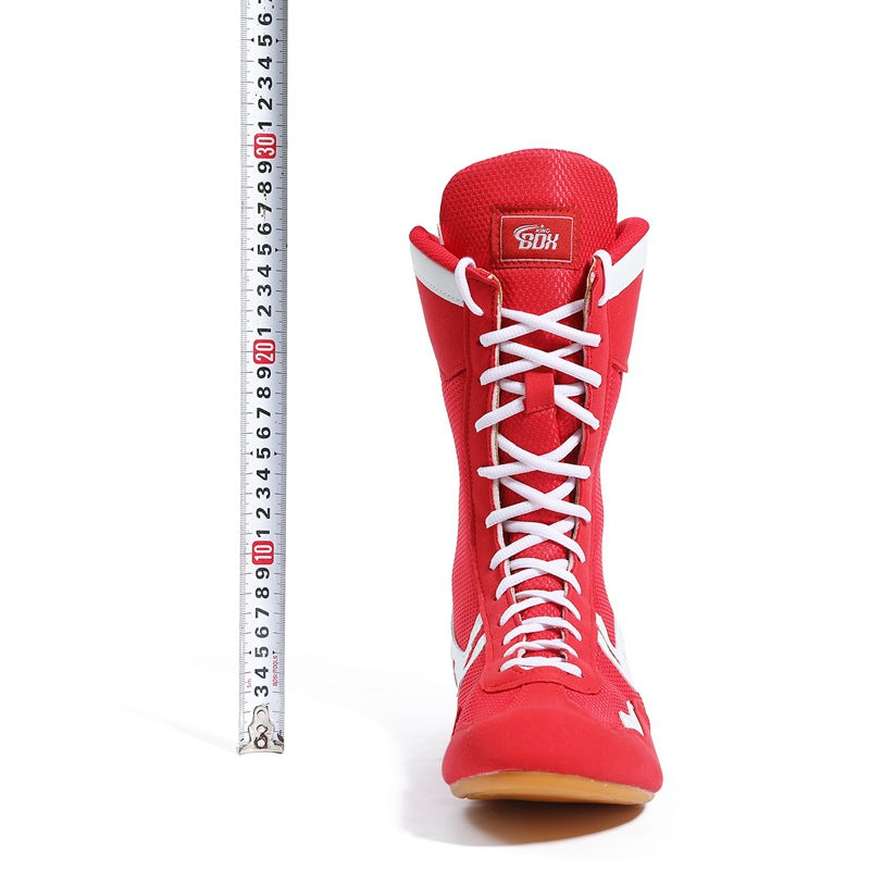 Professional Boxing Training Shoes | High-Top Competition Fight Shoes with Gum Rubber Sole Martial Arts Footwear | Fight001