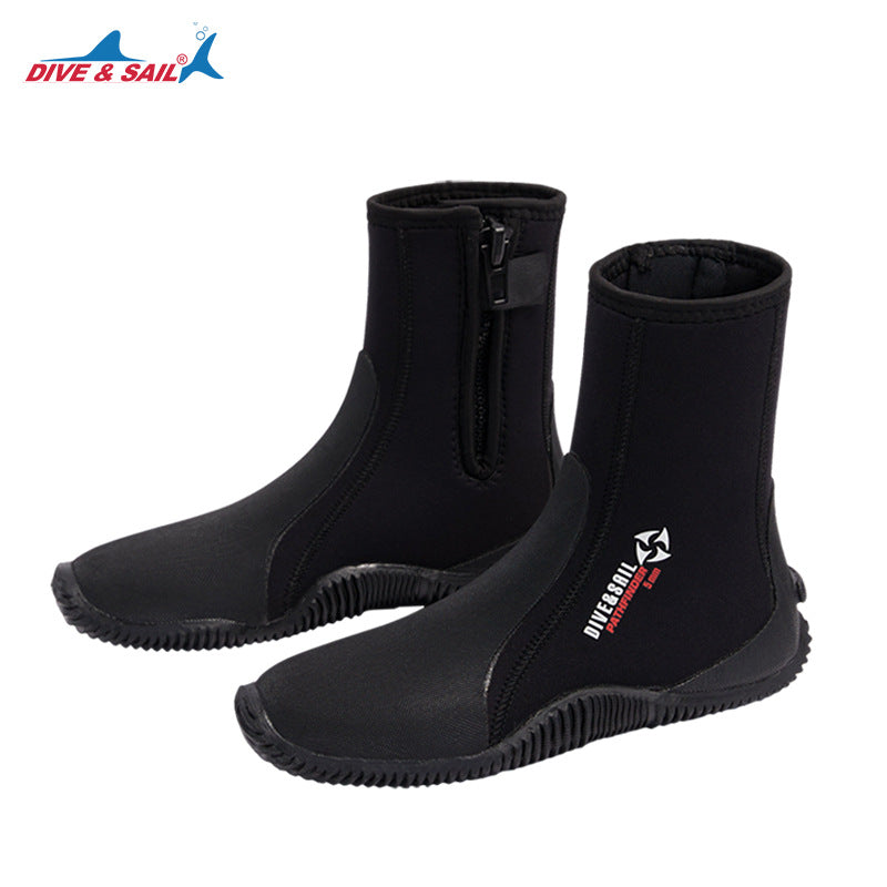 DIVE& SAIL 5MM Neoprene Dive Boots | High-Top Water Shoes for Surfing, Snorkeling & Beach | Anti-Slip Aqua Socks | D551178N