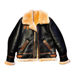 B3 Original Shearling Aviator Jacket | Men's Genuine Sheepskin Leather Bomber | Warm Fur-Lined Motorcycle Coat