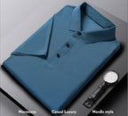Men's Summer Seamless Ice Silk T-shirt Solid Color Short Sleeve Casual Stretch Polo Shirt | Y678