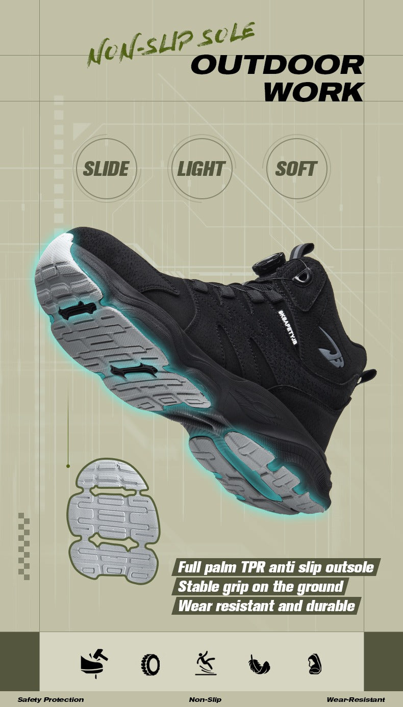 Men's Steel Toe Winter Safety Shoes Microfiber Leather Boots Anti-Smash Non-Slip Work Shoes | 7926