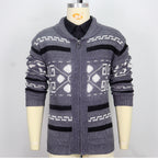 Men Stylish Slim Fit Jacquard Knit Cardigan Jacket with Long Sleeves Casual Lapel Sweater | SY0013